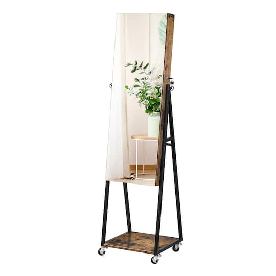 NEX&#x2122; 5ft. Burnt Wood Brown Jewelry Armoire on Casters